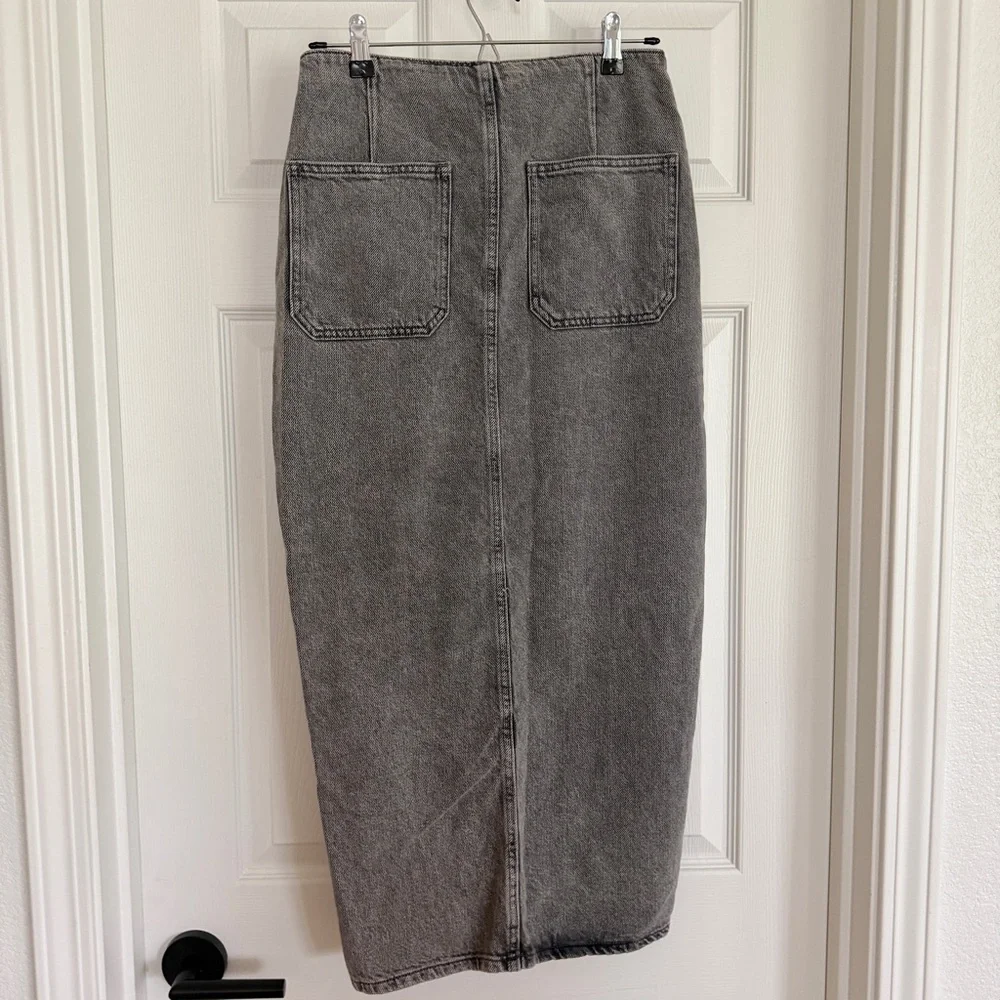 ZARA Denim Crossover Midi Skirt in Dark Gray NWT Medium M NWT - Picture 7 of 16